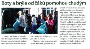 Boty a brýle od žáků pomohou chudým, Chomutovský deník, leden 2014