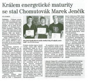 Králem energetické maturity, Chomutovský deník, duben 2014