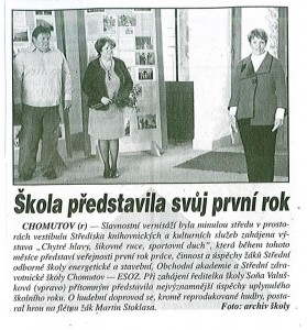 Škola představila svůj první rok, Nástup, říjen 2013